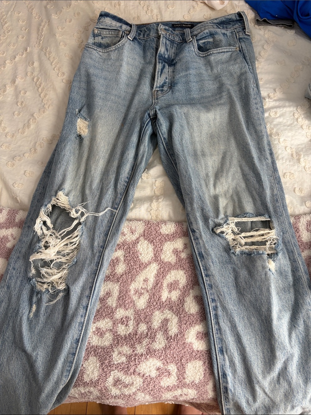 Lucky Brand Light Blue Distressed Straight Leg Jeans